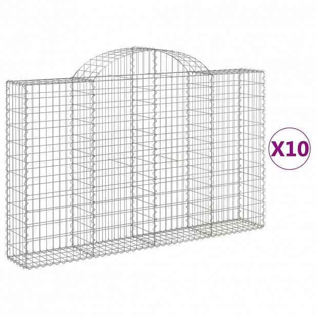 vidaXL Klenuté gabionové koše 10ks 200x30x120/140cm pozinkované železo