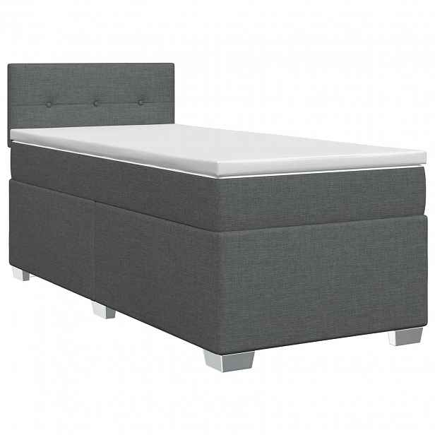 vidaXL Postel boxspring s matrací s čelo Tmavě šedá 80 x 200 cm Textil