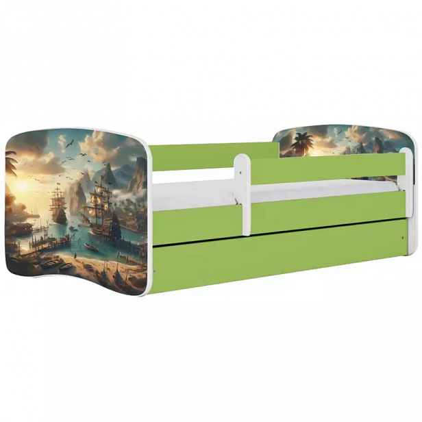 Dětská postel Babydreams+SZ+M zelená 70x140 Loď