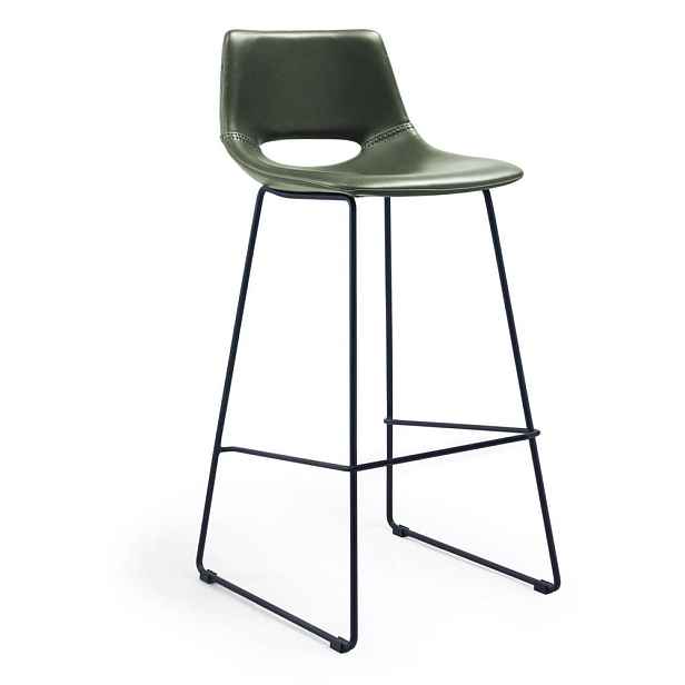 Khaki barová židle z imitace kůže (výška sedáku 76 cm) Zahara – Kave Home