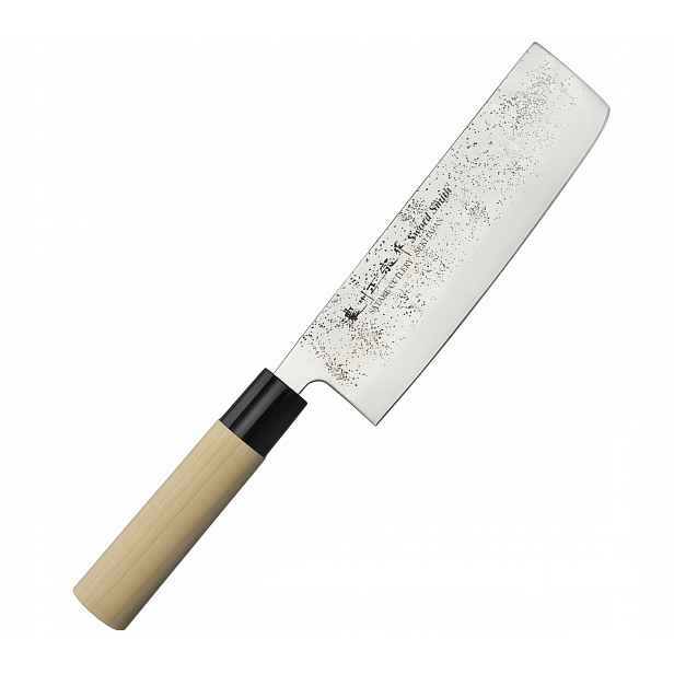 Nůž nakiri Satake Nashiji Natural 16 cm AUS-8 58-59 Hrc ořechové dřevo