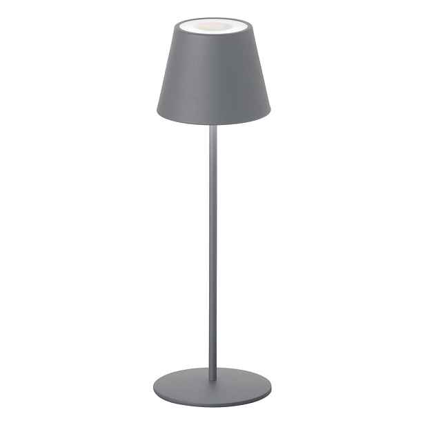 Šedá LED stmívatelná stolní lampa se senzorem pohybu a s kovovým stínidlem (výška 38 cm) Consenza – Fischer & Honsel