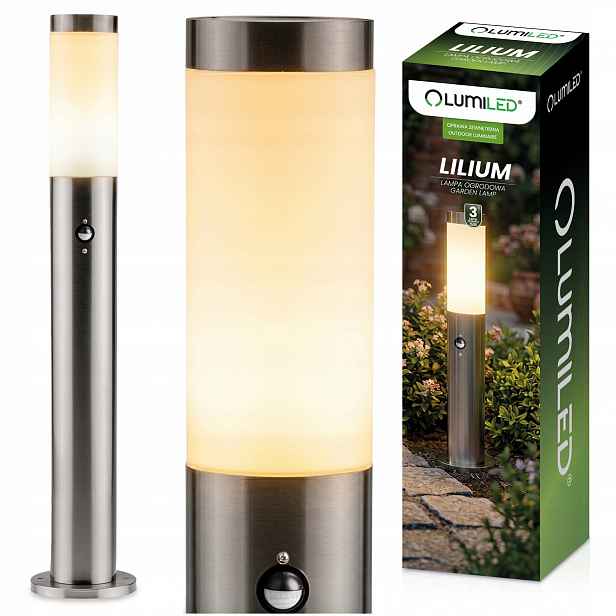 Venkovní zahradní lampa E27 sloupkové svítidlo s pohybovým senzorem 65cm IP44
