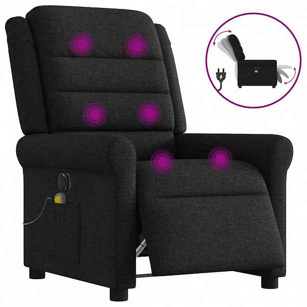 vidaXL Elektrické masážní polohovací křeslo černé textil