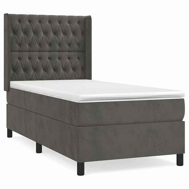 vidaXL Box spring postel s matrací tmavě šedá 80 x 200 cm samet