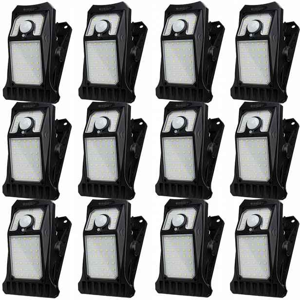 12 x Solární Led zahradní venkovní lampa s klipem a pohybovým senzorem