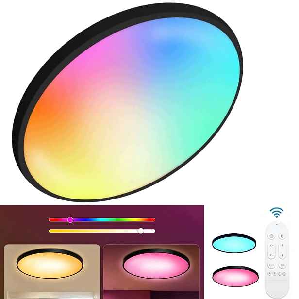 Lampa Stropní Svítidlo Led Rgb Bílá Cct 2700K-6500K Wifi Tuya Dálkový Ovladač Rf Aplikace