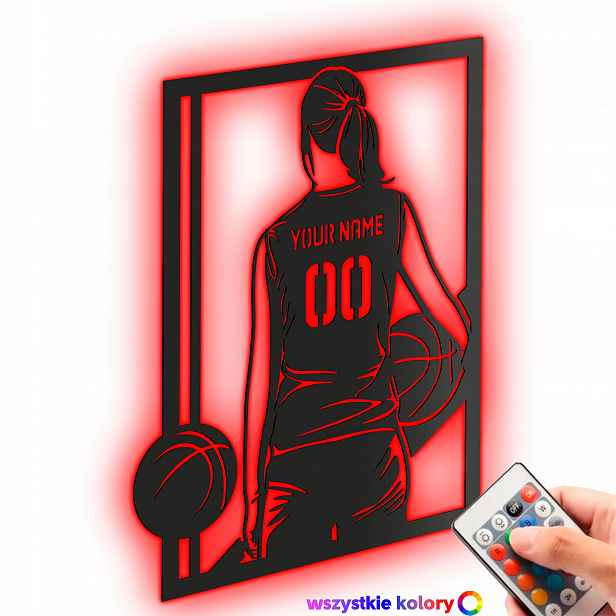 Basketbal s vaším jménem Dřevěný 3D obraz Dárek Noční Lampa Led