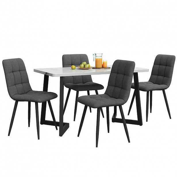 FLIEKS JÍDELNÍ SET 117cm 4 Židle Tmavě šedý Černý
