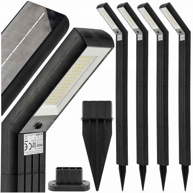 Solární Lampa Led Sloupek Zahradní Venkovní Velký 98 cm Silná Nastavitelná x4