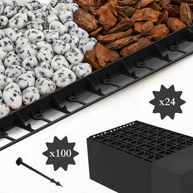 Trávníkový Lem 4,5 cm Palisáda Border 45 mm 24 m 100 kolíků