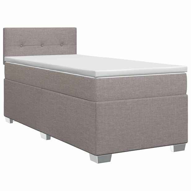 vidaXL Postel boxspring s matrací s čelo Taupe 80 x 200 cm Textil