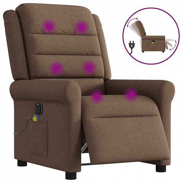 vidaXL Elektrické masážní polohovací křeslo hnědé textil