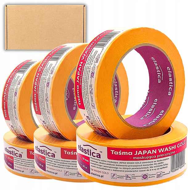 32 x Přesná Páska Pro Odříznutí 38 mm x 50 m Japonská Washi Gold Premium 6 Msc