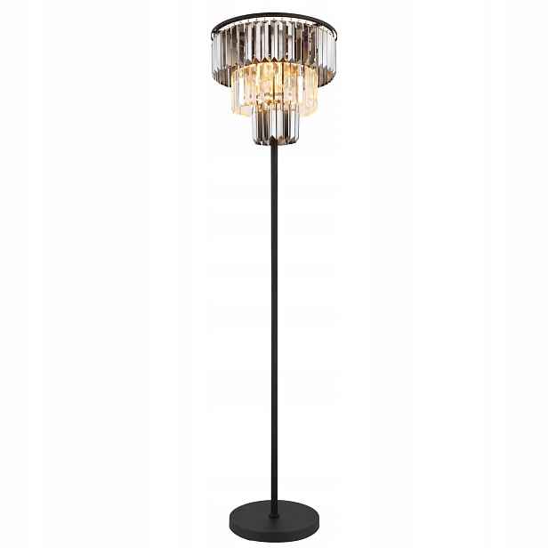 Černá podlahová lampa Naxis s teplým leskem do obývacího pokoje Globo