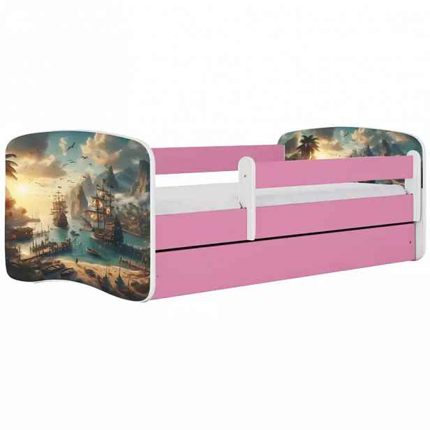 Dětská postel Babydreams+SZ+M růžová 80x180 Loď