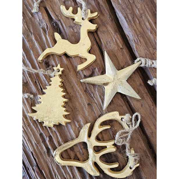 Set 4ks zlatá antik závěsná kovová ozdoba Deer gold - 8-10*1 cm daan kromhout