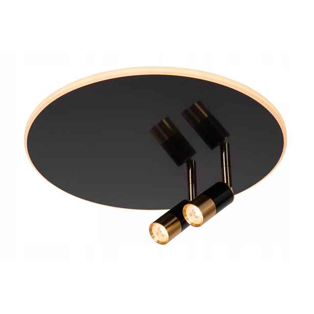 Stropní svítidlo stropní svítidlo Led kulatá 40 cm s reflektory černá zlatá Lucide