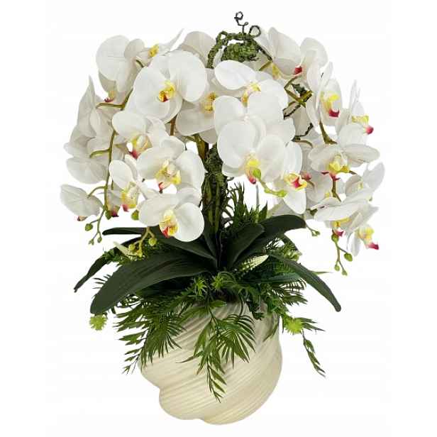 Umělé květy orchideje s keramickým krytem 60 cm