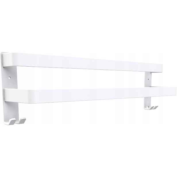 Věšák Premium na Ručníky Do Koupelny loft Bílý 60 cm 2 úrovně Háčky