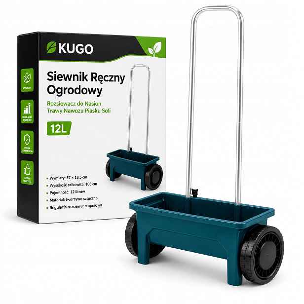 Ruční Výsevní Dávkovač Osiva Zahradní rozmetadlo semen Trávy Hnojivo pro solný písek 12 l