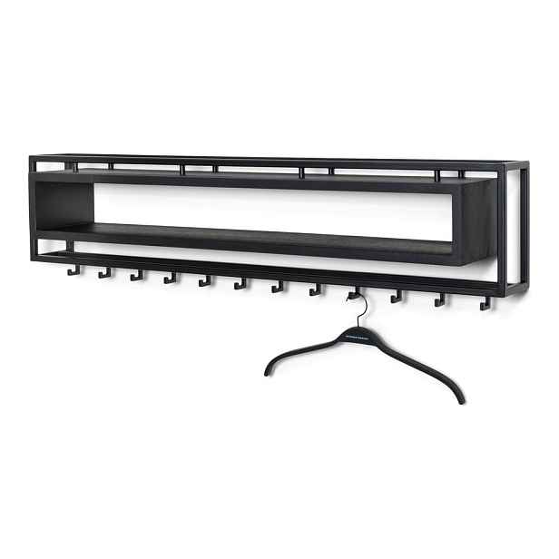 Černý kovový nástěnný věšák s poličkou 118 cm School – Spinder Design