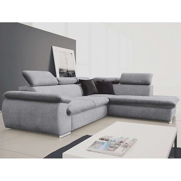 Rohová sedací souprava Viera 2F-OTT/BK, světle šedá tkanina, pravý roh