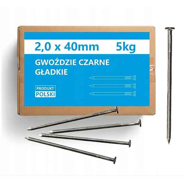 Stavební hřebíky 40 2,0 x 40 mm Černé hladké na dřevo 2,0 x 40 5 kg 3 ks