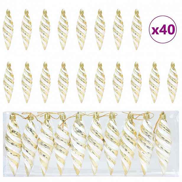 vidaXL Vánoční spirálová koule 40 ks Zlatá 3 x 11 cm Plast