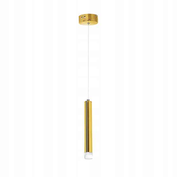 Závěsná Led lampa zlatá tuba nad stůl ostrov bar 4000K Milagro