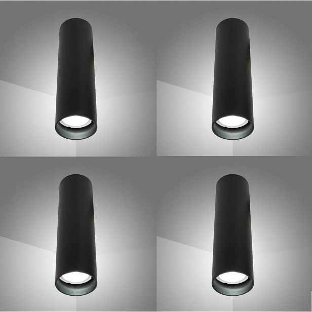 4x Led stropní reflektorová bodová lampa GU10 Černá 20 cm Klighten