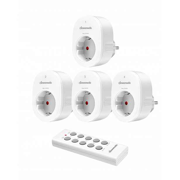 Bezdrátové zásuvky s dálkovým ovládáním Dewenwils – 2300W, sada 4 kusů
