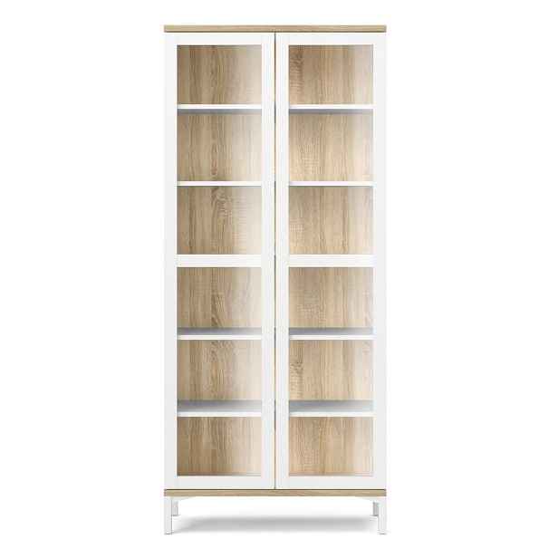 Bílá/v přírodní barvě vitrína v dekoru dubu 89x203x36 cm Roomers – Tvilum