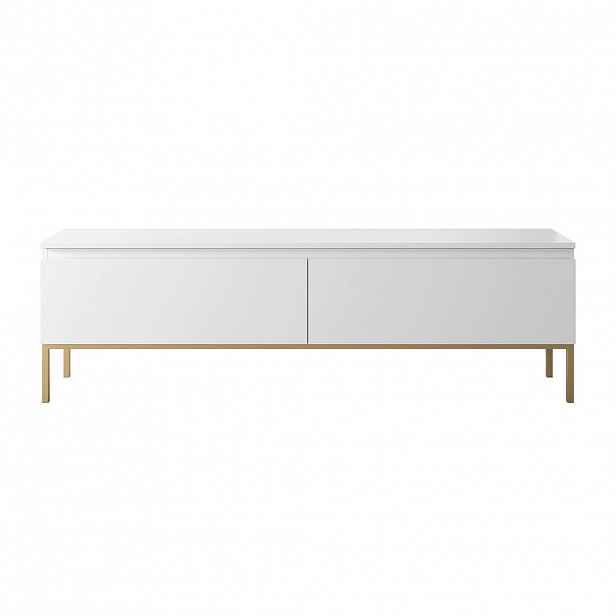 Selsey TV stolek Bemmi bílý na kovovém rámu 150/46/32 cm