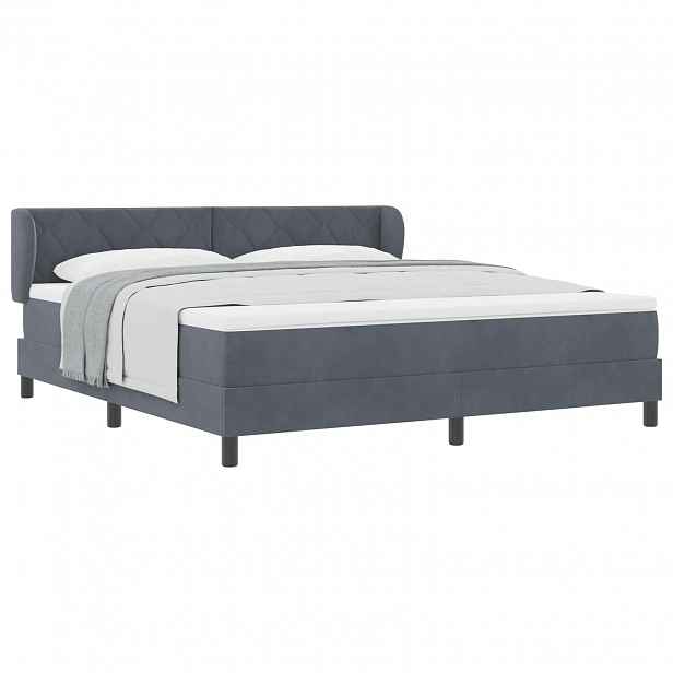 vidaXL Postel s boxspringem s čelo Tmavě šedá 180 x 200 cm samet
