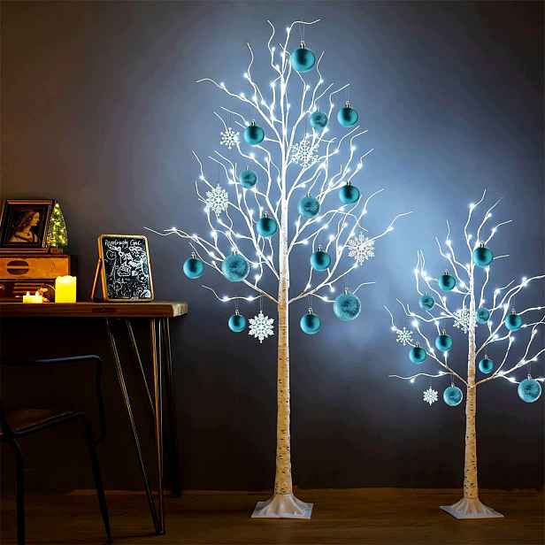 Ozdobná vánoční Led bříza 150 cm, studená bílá