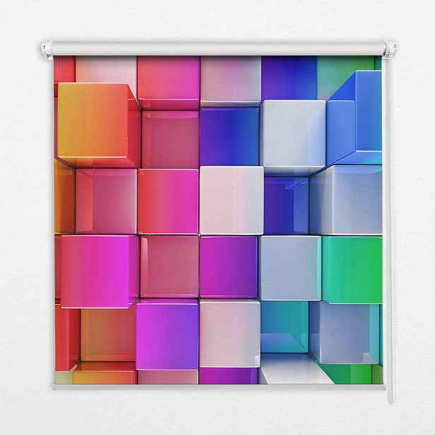 TULUP VNITŘNÍ roleta - okenní roleta - roleta - 70x140 cm - Barevné 3D kostky