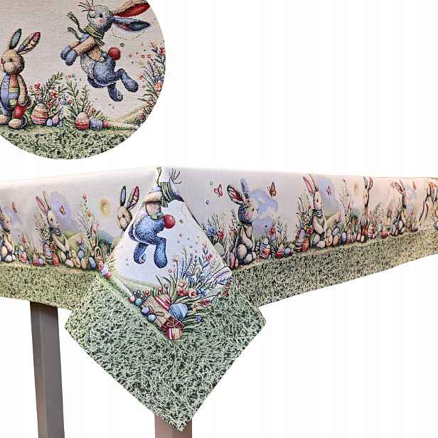 Vánoční gobelínový ubrus 140 x 180 cm, jarní vzor, ideální na Velikonoce