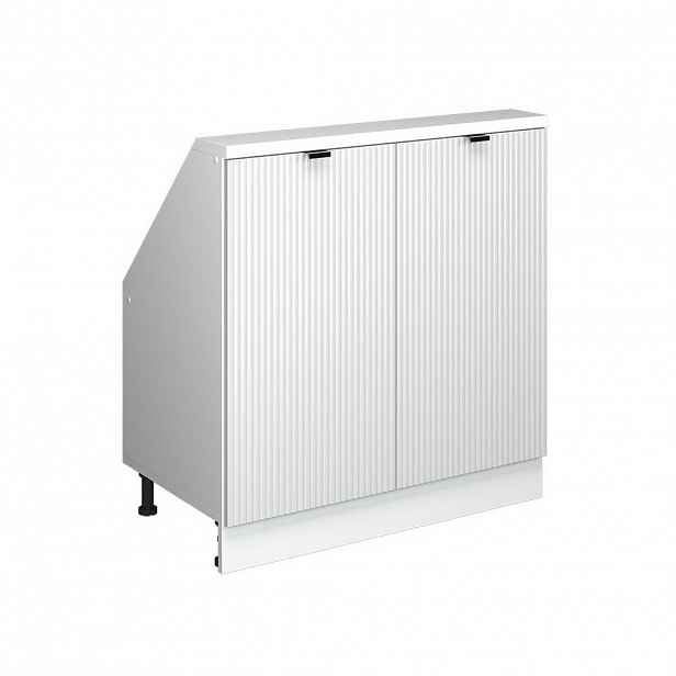 Vicco KUCHYŇSKÁ SKŘÍŇKA POD ŠIKMOU STŘECHU R-Line Bílé zvlnění 80 cm se 2 dvířky