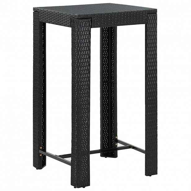 vidaXL Zahradní barový stůl černý 60,5 x 60,5 x 110,5 cm polyratan