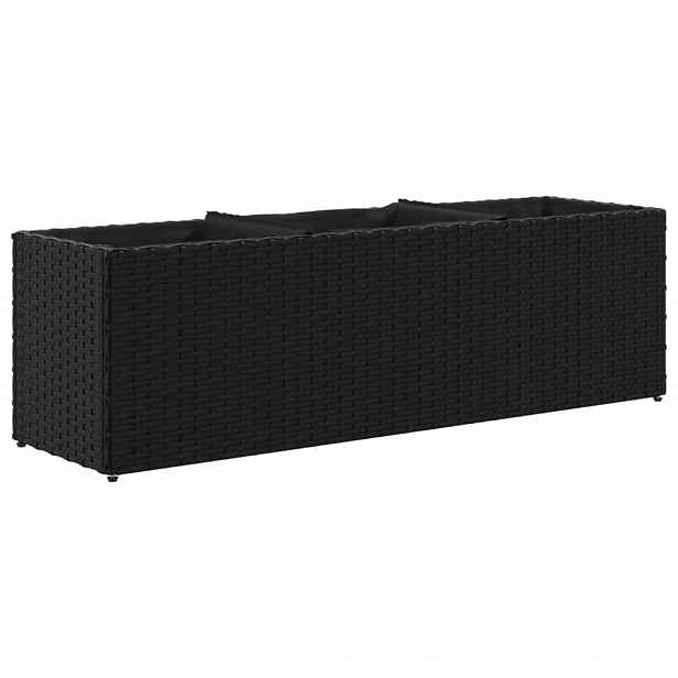 vidaXL Zahradní truhlík s kolečky a 3 květináči černý 105 x 30 x 32 cm