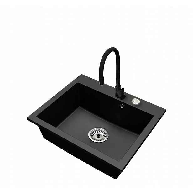 Granitový dřez Jednokomorový Elite 60 Baterie Sifon Chrom Automat