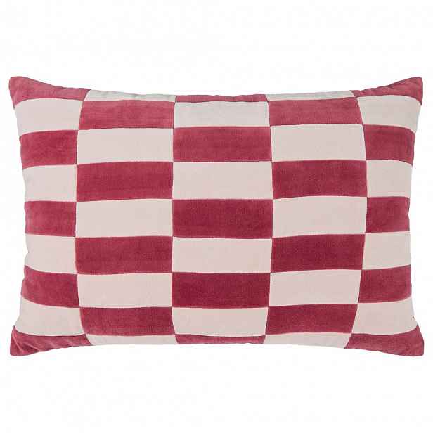 Butlers CHECKER VELVET Polštář 40 x 60 cm - červená/růžová