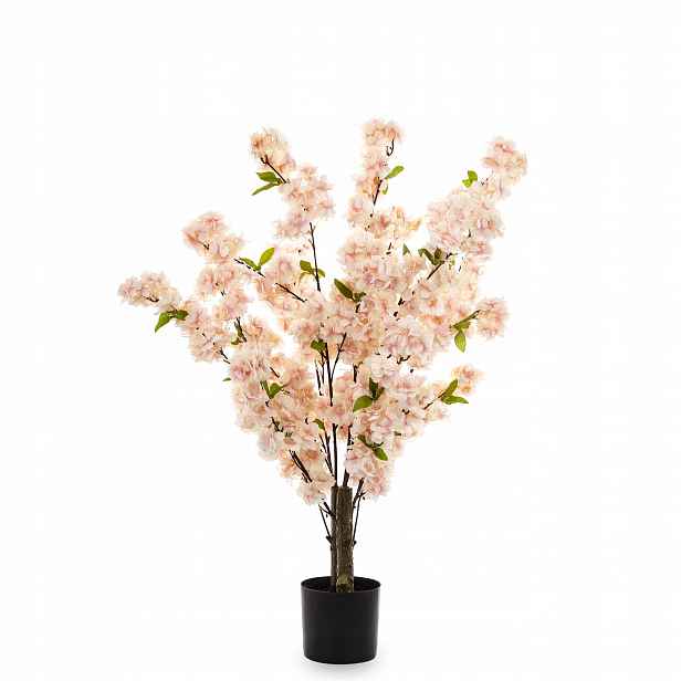 Elegantní umělý stromek růžové květy umělá rostlina v květináči 86 cm