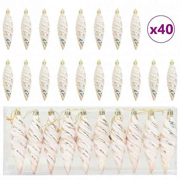 vidaXL Vánoční spirálová koule 40 ks champagne 3 x 11 cm Plast