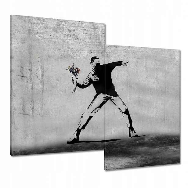 Obrazy 80x70 Banksy Vrhač květin