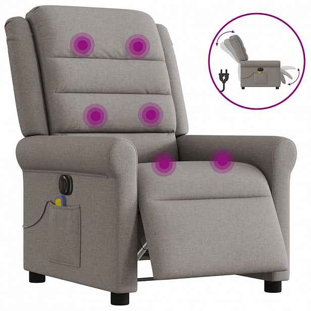 vidaXL Elektrické masážní polohovací křeslo taupe textil