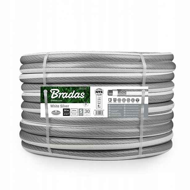 Hadice 3/4" 50 M Nts White Silver Pro Zavlažování Zahrady Pvc