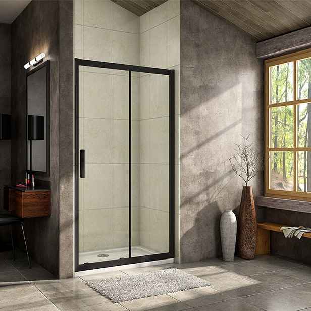 Luxusní posuvné sprchové dveře ALTO BLACK 156- 160x195 L/P se Soft close zavíráním