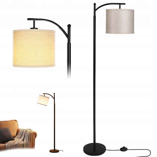 Podlahová Stojací Lampa Loft 162.5 CM Led Lněné Stínidlo S Žárovkou E27